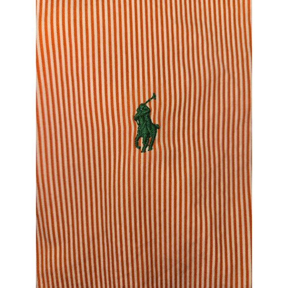 Ralph Lauren Mens Orange Striped Dress Shirt Medium - Picture 6 of 7